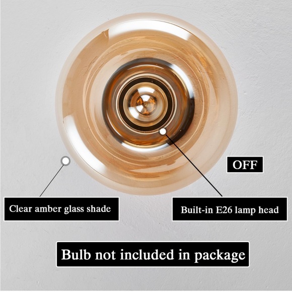 Mid-Century Modern Amber Flush Mount Ceiling Light - Picture 4 of 11